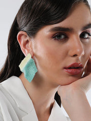 The Glacier Quad Drop Earrings  Mint Green & Daffodil Yellow