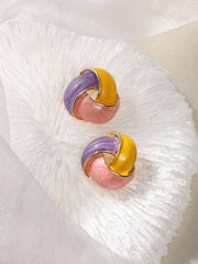 The Overlap Stud Earrings Lemon Yellow & Blush Pink Sohier8963