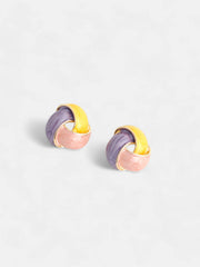 The Overlap Stud Earrings Lemon Yellow & Blush Pink Sohier8963