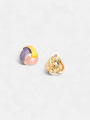 The Overlap Stud Earrings Lemon Yellow & Blush Pink Sohier8963