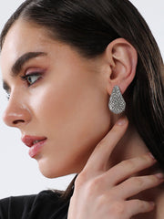 The Medium Cristal Teardrop Stud Earrings Crystal Silver Sohier8966