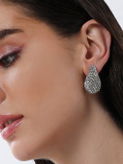 The Medium Cristal Teardrop Stud Earrings Crystal Silver Sohier8966