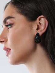 The Medium Cristal Teardrop Stud Earrings Onyx Black Sohier8967