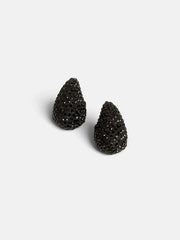 The Medium Cristal Teardrop Stud Earrings Onyx Black Sohier8967