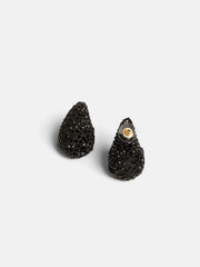 The Medium Cristal Teardrop Stud Earrings Onyx Black Sohier8967