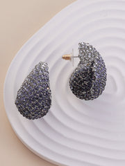 The Medium Cristal Teardrop Stud Earrings Antique Silver Sohier8968