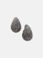 The Medium Cristal Teardrop Stud Earrings Antique Silver Sohier8968