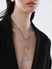 The Dented Charm MultiLayer Necklace  Metallic SilverSOHINC6050