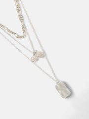 The Dented Charm MultiLayer Necklace  Metallic SilverSOHINC6050