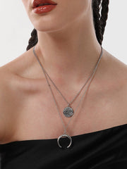 The Cosmo MultiLayer Necklace  Metallic SilverSOHINC6051