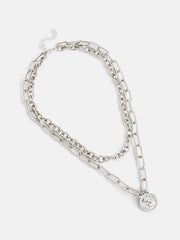 The Coin Chainlink MultiLayer Necklace  Metallic SilverSOHINC6052