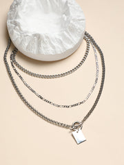 The Interlock Charm MultiLayer Necklace  Metallic SilverSOHINC6054