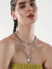 The Interlock Charm MultiLayer Necklace  Metallic SilverSOHINC6054