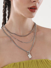 The Interlock Charm MultiLayer Necklace  Metallic SilverSOHINC6054