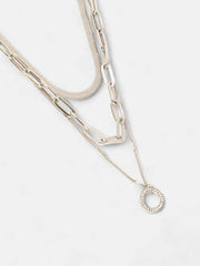 The Halo Snakechain MultiLayer Necklace  Metallic SilverSOHINC6055