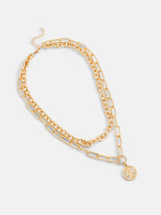 The Coin Chainlink MultiLayer Necklace  California GoldSOHINC6059