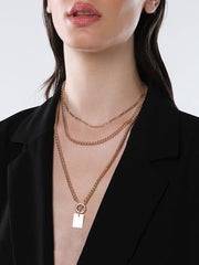 The Interlock Charm MultiLayer Necklace  California GoldSOHINC6062