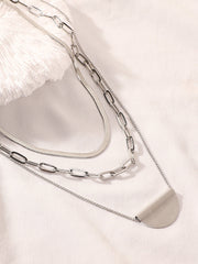 The Curve Chainlink MultiLayer Necklace  Metallic SilverSOHINC6067