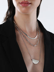 The Curve Chainlink MultiLayer Necklace  Metallic SilverSOHINC6067