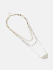 The Curve Chainlink MultiLayer Necklace  Metallic SilverSOHINC6067