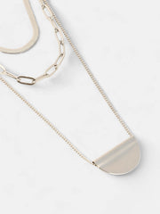 The Curve Chainlink MultiLayer Necklace  Metallic SilverSOHINC6067