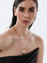 The Curve Chainlink MultiLayer Necklace  California GoldSOHINC6070