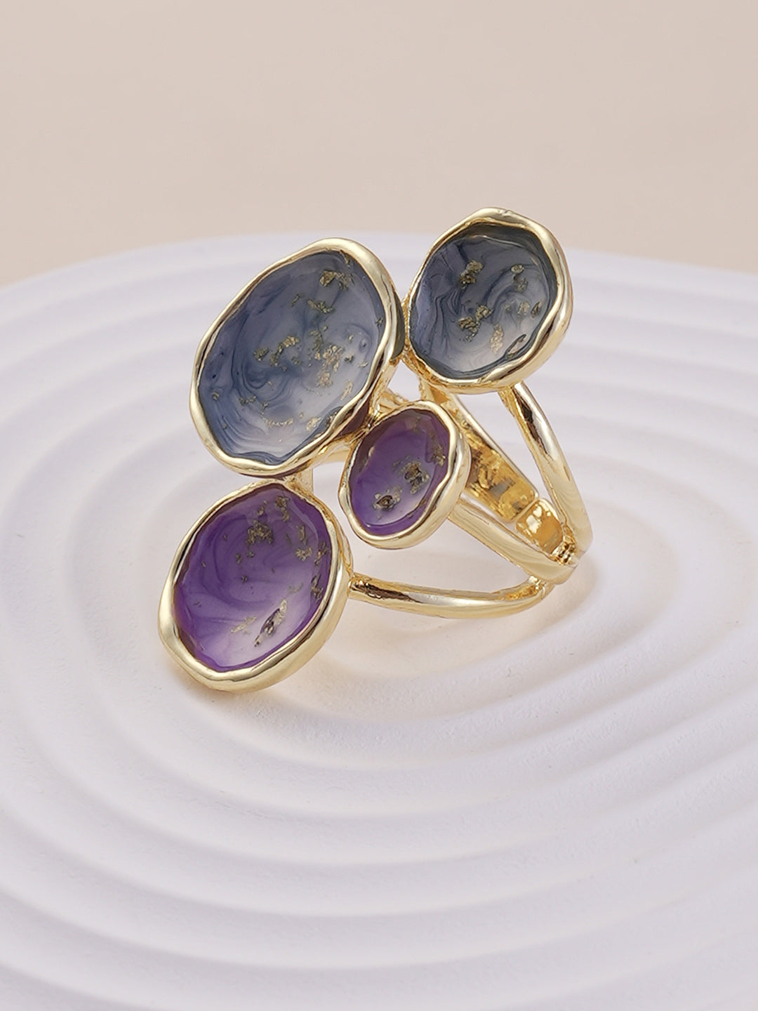 The Lilypad Statement Ring  Navy Blue & Amerthyst PurpleSOHIRG6105