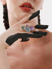 The Lilypad Statement Ring  Navy Blue & Amerthyst PurpleSOHIRG6105