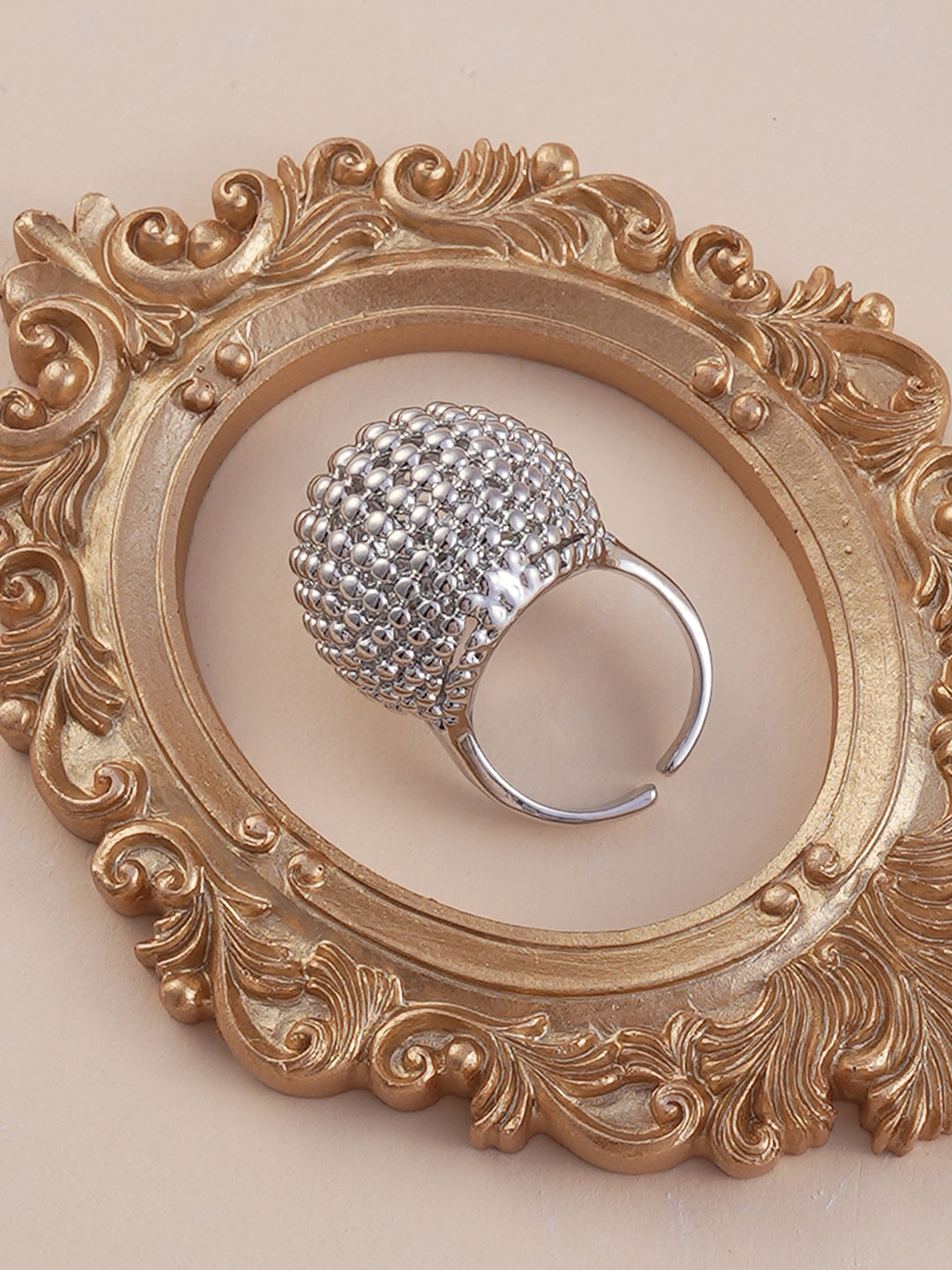 The Disco Ball Statement Ring  Metallic SilverSOHIRG6106