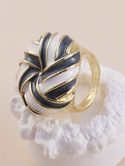 The Candy Swirl Statement Ring  Onyx Black & Chalk WhiteSOHIRG6118