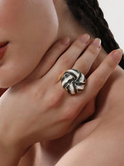 The Candy Swirl Statement Ring  Onyx Black & Chalk WhiteSOHIRG6118