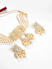 Gold Plated Designer Stone Beaded Necklace and Earring Set