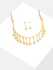 Gold Plated Designer Stone Necklace and Earring Set