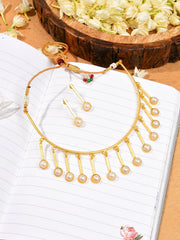 Gold Plated Designer Stone Necklace and Earring Set