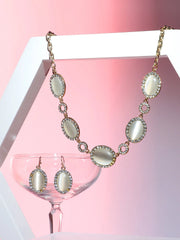 Gold Plated Designer Stone Party Necklace and Earring Set