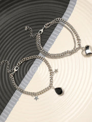 2 Piece Silver Plated Casual Designer Stone Anklet