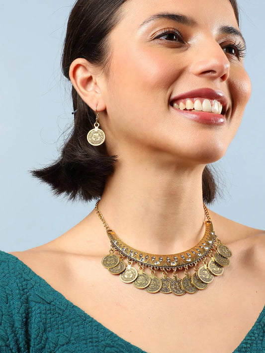 Gold Plated Designer Necklace and Earring Set