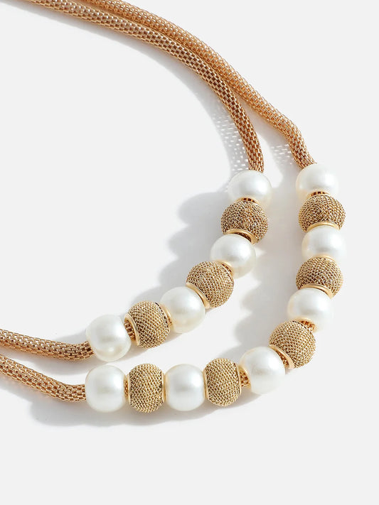 Gold Plated Pearls Layered Necklace