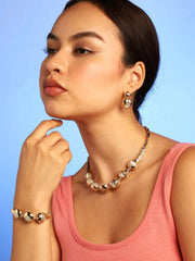 Gold Plated Designer Stone Necklace, Earring, Ring and Bracelet Set