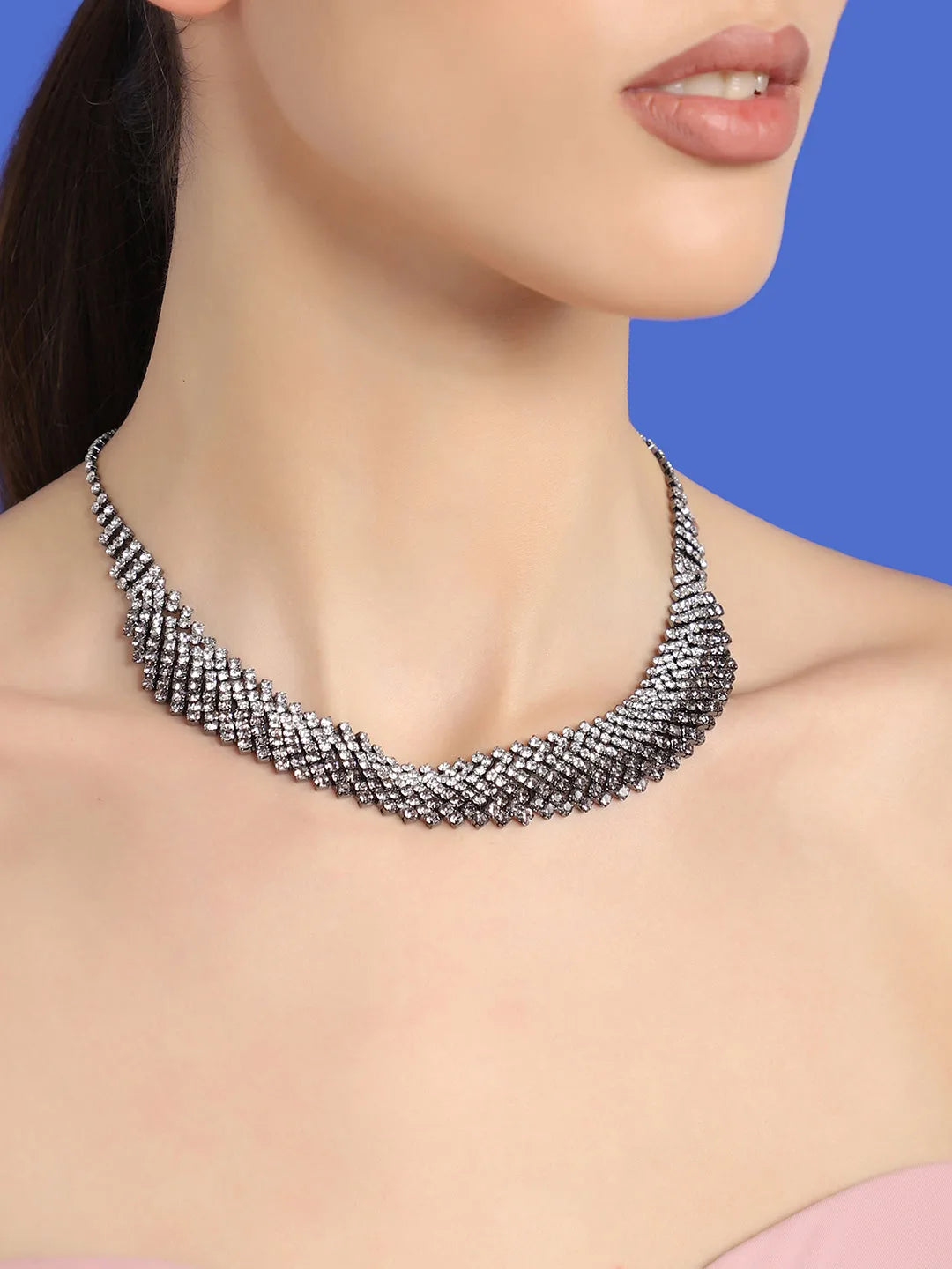 Silver Plated Party Designer Stone Necklace