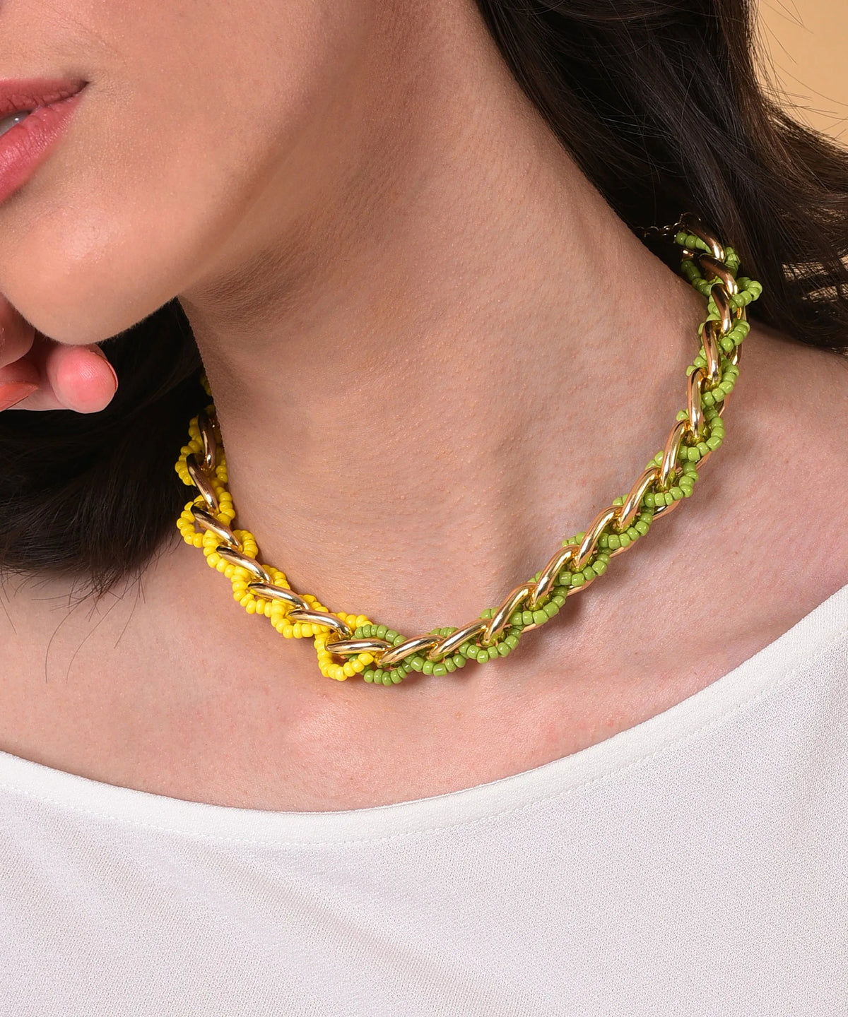 Gold Plated Necklace with Chain Detail