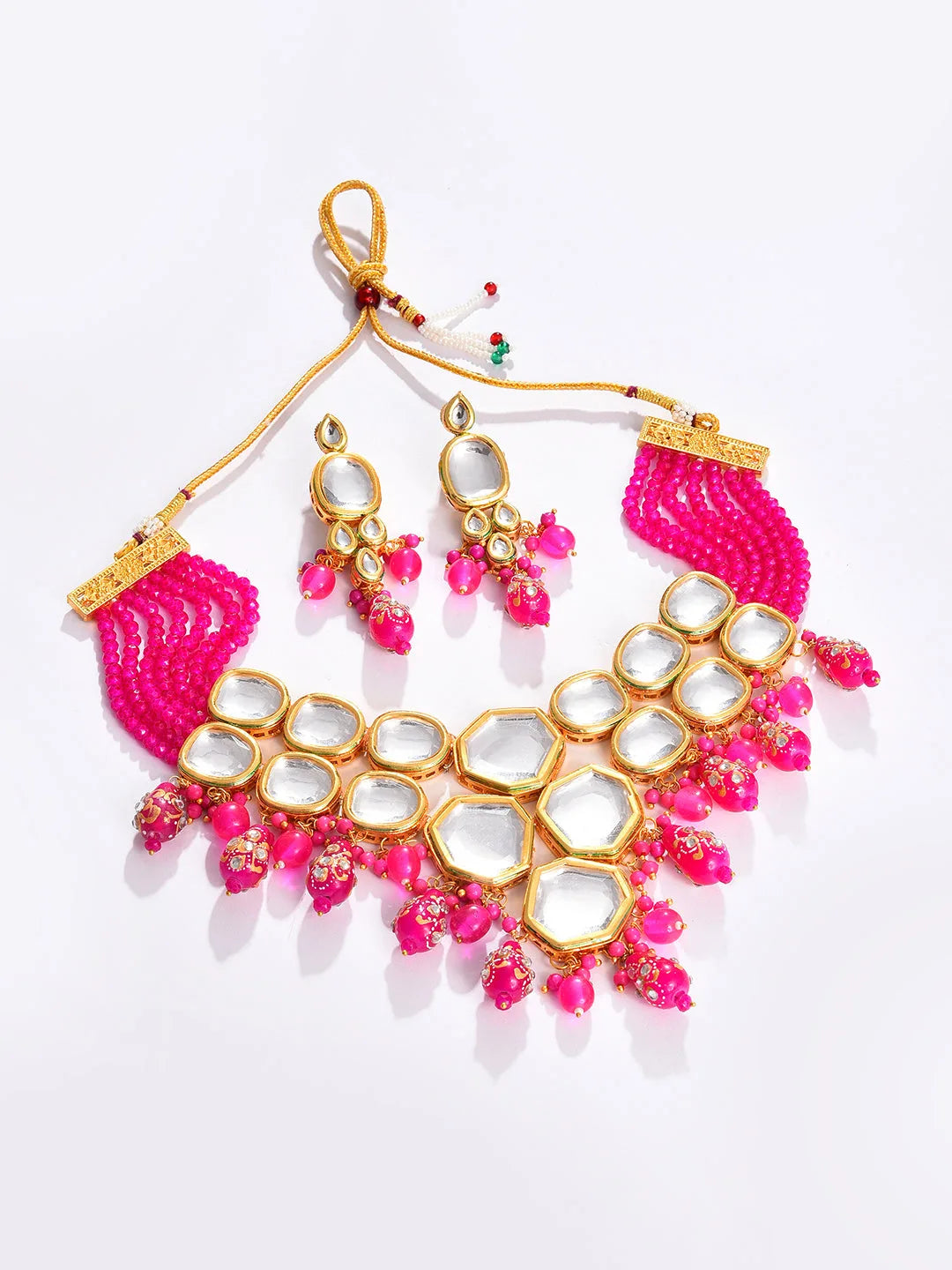 Gold Plated Designer Kundan Necklace and Earring Set