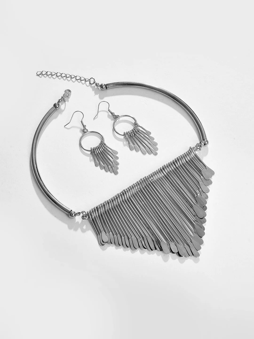 Silver Plated Designer Necklace and Earring Set