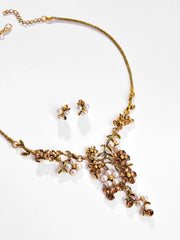 Gold Plated Designer Stone Necklace and Earring Set