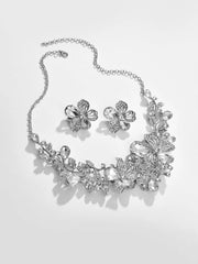 Silver Plated Designer Stone Necklace and Earring Set