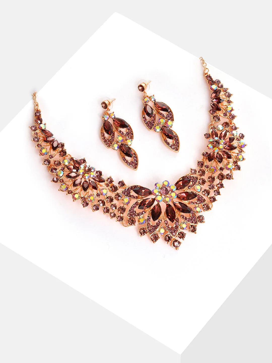 Gold Plated Designer Stone Necklace and Earring Set