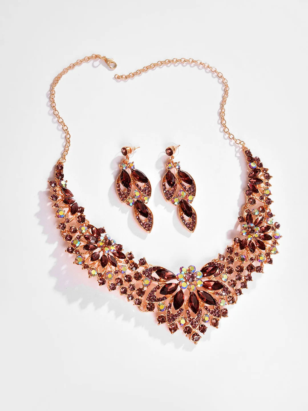 Gold Plated Designer Stone Necklace and Earring Set