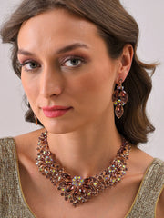 Gold Plated Designer Stone Necklace and Earring Set