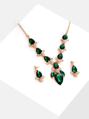 Gold Plated Designer Stone Necklace and Earring Set