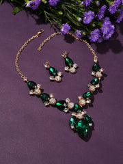 Gold Plated Designer Stone Necklace and Earring Set